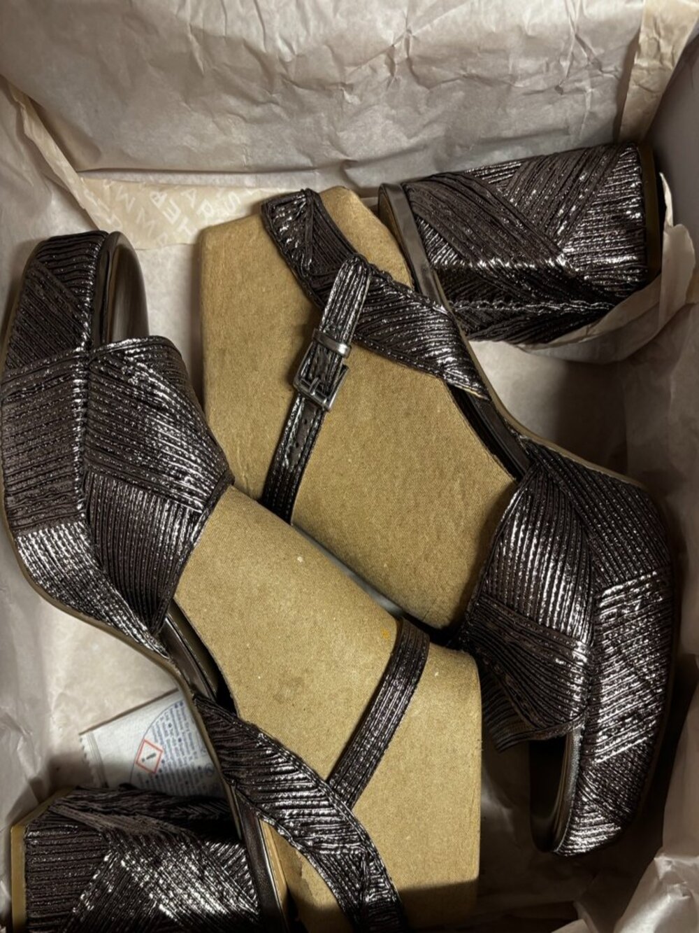 Marc Fisher Seleny2 Pewter Metallic Platform Heels Size 5.5 New With Tags